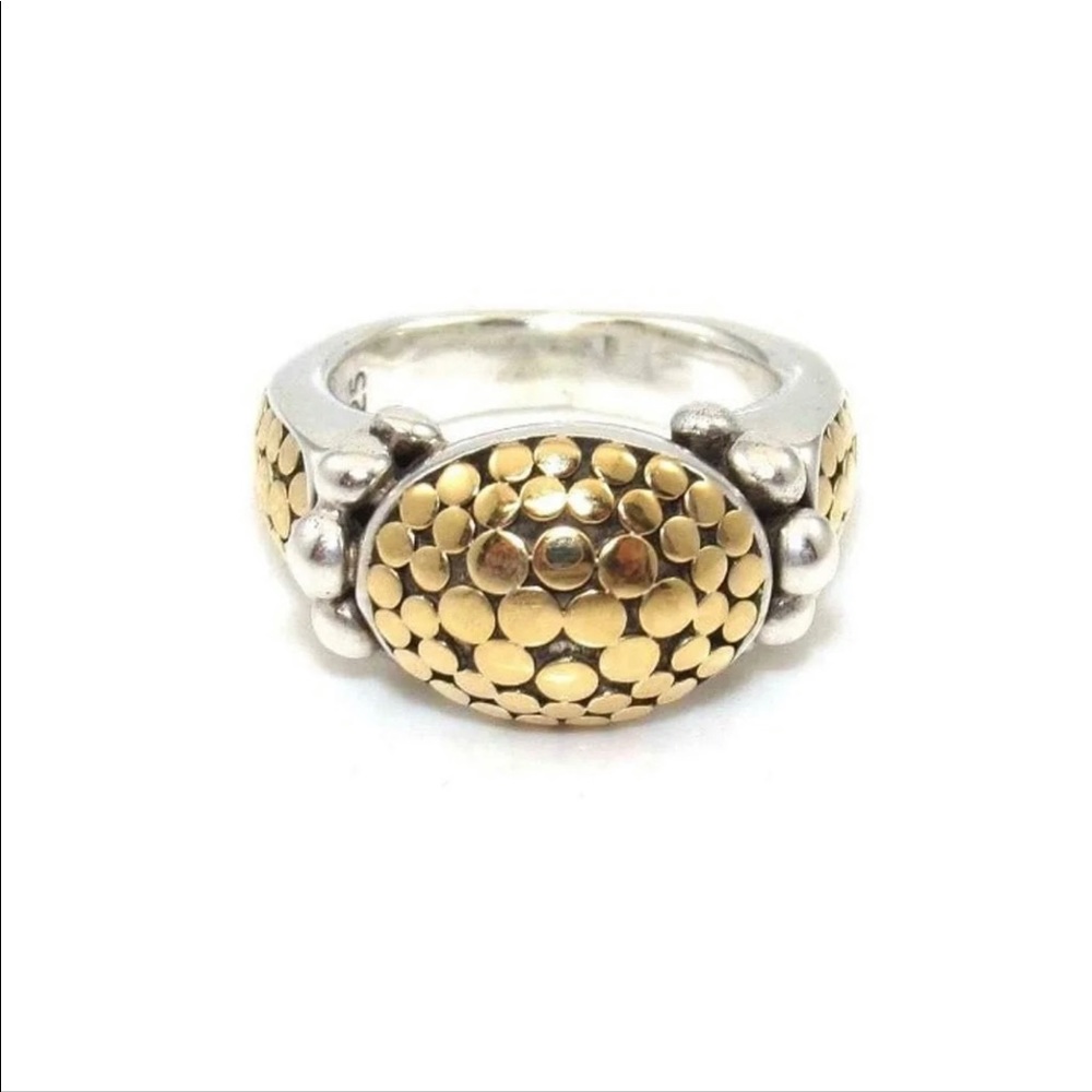 John Hardy yellow gold and silver dome dot ring